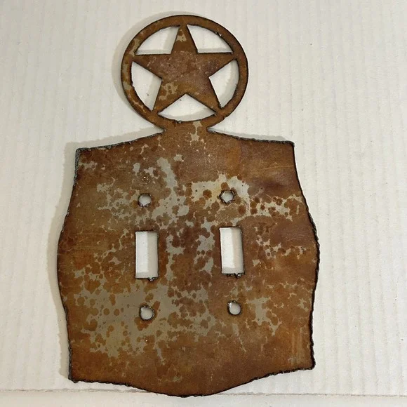 Rodeo Texas Star Western Cowboy metal light switch plate cover rustic home doubl - Picture 2 of 4